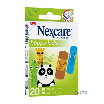Comprar 3M NEXCARE ACTIVE HAPPY KIDS APOSITO ADHESIVO ANIMALS 10 U 25 MM X 72 MM + 10 U 19 MM X 72 MM al mejor precio en NuestraFarma, tu farmacia online