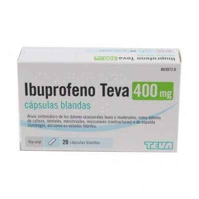 Comprar IBUPROFENO TEVA 400 MG 20 CAPSULAS BLANDAS al mejor precio en NuestraFarma, tu farmacia online