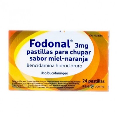 Comprar FODONAL 3 mg 24 PASTILLAS PARA CHUPAR (SABOR MIEL Y NARANJA) al mejor precio en NuestraFarma, tu farmacia online