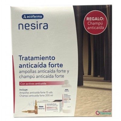 Comprar ACOFARMA NESIRA AMPOLLAS ANTICAIDA FORTE 15 U + CHAMPU ANTICAIDA FORTE 200 ML al mejor precio en NuestraFarma, tu farmacia online