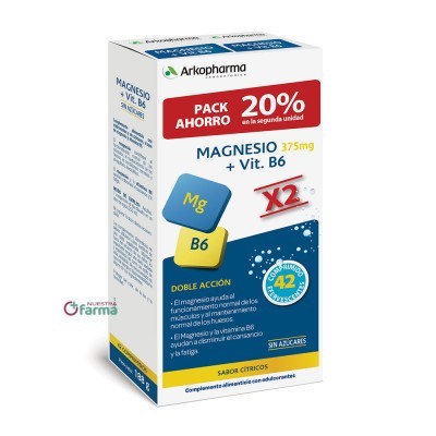 Comprar ARKOPHARMA MAGNESIO + VIT B6 DUPLO 2 X 21 COMPRIMIDOS EFERVESCENTES al mejor precio en NuestraFarma, tu farmacia online